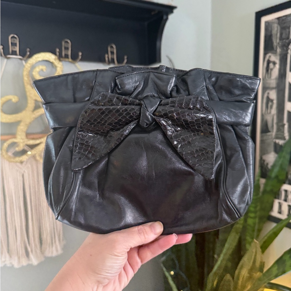 VTG 60s Black Leather Bow Clutch : Bags by Supreme